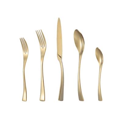 China Viable stainless steel wedding gold flatware set pvd coating flatware set gold flatware set for sale