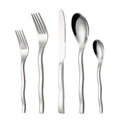 China Bestek viable premium silver 18/0 flatwar mirror OEM/ODM cutleri set silverware set with twist handle for hotel restaurant for sale