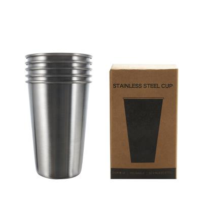 China Sustainable custom made high quality reusable 18/8 stainless steel metal drinking cold water beer coffee16oz pint cups set of 5 for sale