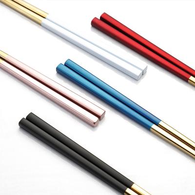 China Low MOQ 304 Viable Lazada Stainless Steel Chopsticks With Korean Laser Logo Chopsticks for sale