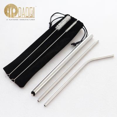 China Customized viable colorful stainless steel metal straw 3PCS set boba straw set in stock for sale