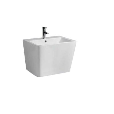 China CE Easy Clean White High End Bathroom Sink Ceramic Bathroom Hand Sink Wall-Hung Basin For Hotel for sale