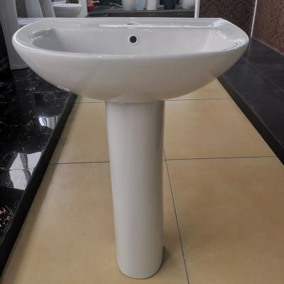 China Sustainable Ceramic Bathroom Pedestal Sink Hand Wash Basin With Stand for sale