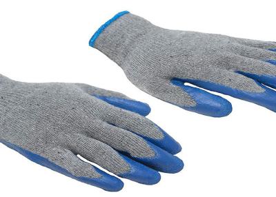 China Guantes cubiertos palma hechos punto nilón del látex del trazador de líneas, guantes azules del trabajo del jardín en venta