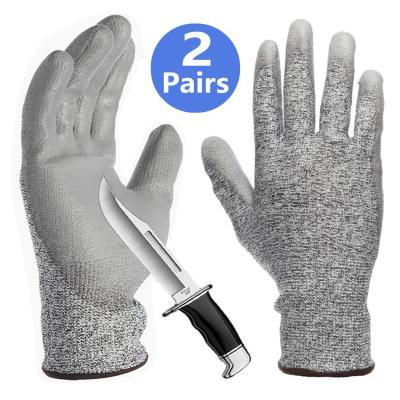 China Grey PU Coated Cut Resistant Gloves Non Slip Breathable Barehand Sensitivity Work Gloves For Fishing for sale