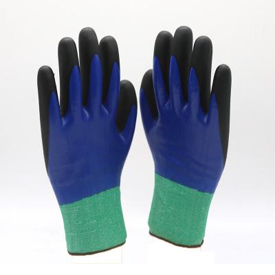 China High Elasticity Nitrile Coated Work Gloves 15 Gauge Seamless Knit Nylon / Spandex Glove for sale