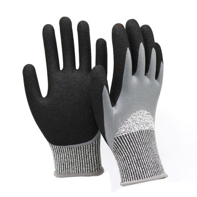 중국 ZM Level 5 Grade Cut Resistant Glove En 388 Grease Resistance Gloves Double Nitrile Glove Coating Oil And Water Proo 판매용