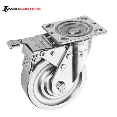 China Jianli Stainless Steel Rigid Caster Swivel Caster Locking Universal Heavy Duty Caster Adjustment SS SUS 304/316L 4 Bearing 5 6 8 Inch for sale