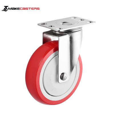 China Medium Duty PU Rigid Polyurethane Trolley Roller Brake Swivel Wheel Caster Stainless Steel JianLi SUS 304/316L 3 4 5 Inch for sale