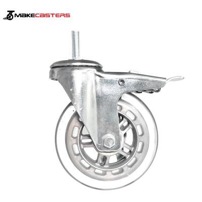 China PIVOT M8 Caster Furniture PU Caster Medium Duty Wheel 3 Inch 4 Inch Swivel Chair Caster Handled Clear Stem for sale