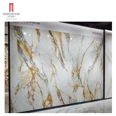 China Modern Natural Italian Vein Calacatta Gold White Marble Floor and Wall Tile for sale