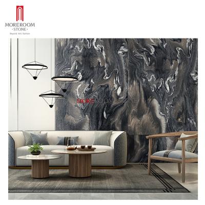 China Europe 6mm Largest Porcelain Slabs Black Marble Veneer Size Wall Tiles for sale