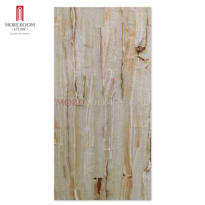 China Modern 3mm 12mm striped sintered white paronyx stone countertops slab for sale