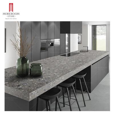 China Modern Gray Ceramic Mosaic Flooring Top Honed Sintered Stone Slab for sale