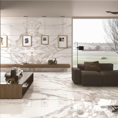 China Metallic Luxury Look Calacatta Matchbook Tiles Porcelain Design Glazed White Tiles Wall Cladding for sale