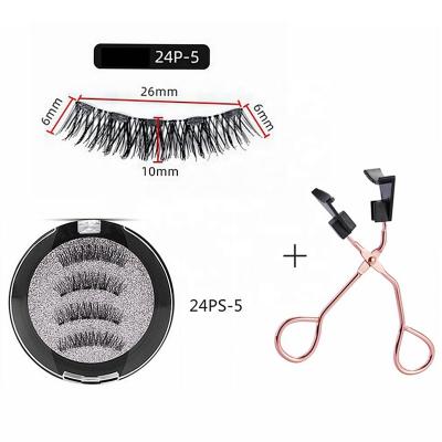 China Long Natural Magnetic False Lashes Magnetic Eyelashes 5 Magnets and Magnetic False Lashes Set Kit Customized Logo Package for sale