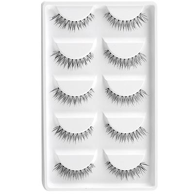 China Natural Long 5 Pairs Thick Reusable False Eyelashes Handmade Natural Soft Invisible Strip Natrual Eyelash Lashes Extension False Long for sale