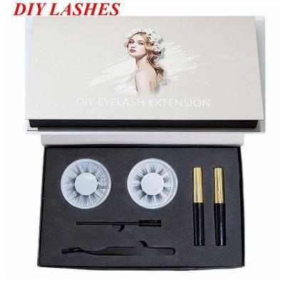 China Natural Long 2 Pairs Eyelash Extension False Eyelashes DIY, 3D Effect Glue Bonded Strip Lashes Volume Lashes Individual Set, Home False Eyelashes for sale