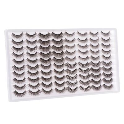 China Long Natural 3D Mink Lashes Pack 40 Pairs Bulk,Dramatic Natrual Mix False Mink Eyelashes,Long Fluffy Messy False Eyelashes Wholesale Wholesale for sale