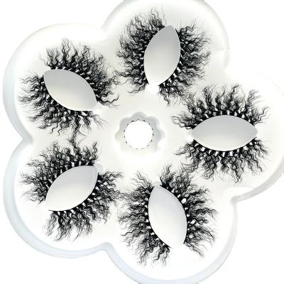 China 3D Crisscross Mink Eyelashes Extension 5 Pairs Crisscross Wavy Fluffy Messy Mink Lashes Pack Fake False Eyelashes Bulk Eyelash Packaging for sale