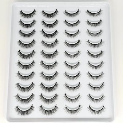 China Long 3D Natural Mink Lashes Pack 20 Pairs Bulk,Dramatic Natrual Mix False Mink Eyelashes,Long Fluffy Messy False Eyelashes Wholesale Wholesale for sale