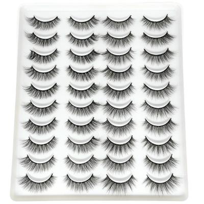 China Long 3D Natural Mink Lashes Pack 20 Pairs Bulk,Dramatic Natrual Mix False Mink Eyelashes,Long Fluffy Messy False Eyelashes Wholesale Wholesale for sale