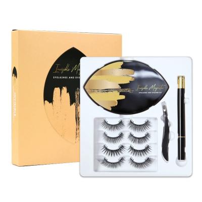 China Long Magnetic Lashes Natural Invisible Magnetic Eyeliner Kit Set, No Waterproof False Magnetic Eyelashes, 3D Mink Glue Magnetic Eyelashes for sale