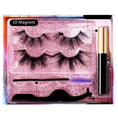 China Natural Long 2 Pairs Magnetic Lashes Magnetic Eyeliner Kit, Magnetic Eyelashes And Eyeliner Set, No Glue Waterproof False Magnetic Eyelashes for sale