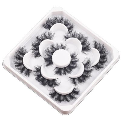 China 3D Crisscross Mink Eyelashes Extension 5 Pairs Full Crisscross 25mm Messy Fluffy Strip Mink Lashes Pack Fake False Eyelashes Customized Logo for sale