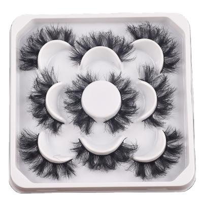 China 3D Crisscross Mink Eyelashes Extension 5 Pairs Full Crisscross 25mm Messy Fluffy Strip Mink Lashes Pack Fake False Eyelashes Customized Logo for sale