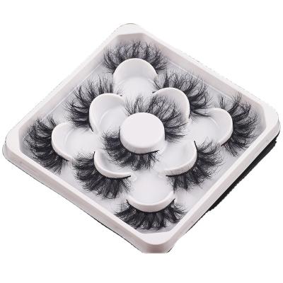 China 3D Crisscross Mink Eyelashes Extension 5 Pairs Full Crisscross 25mm Messy Fluffy Strip Mink Lashes Pack Fake False Eyelashes Customized Logo for sale