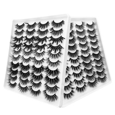 China Long 3D Natural Mink Lashes Pack 20 Pairs Bulk,Dramatic Natrual Mix False Mink Eyelashes,Long Fluffy Messy False Eyelashes Wholesale Wholesale for sale