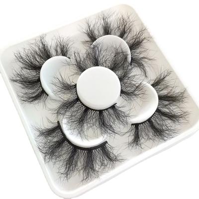 China 3D Crisscross Mink Eyelashes Extension 3 Pairs Full Natural Fluffy 25mm Strip Crisscross Mink Lashes Pack Faux False Eyelashes Customized Logo for sale