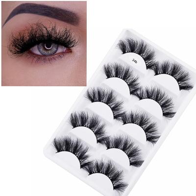 China 3D Crisscross Mink Eyelashes Extension 5 Pairs Full Natural Fluffy 25mm Strip Crisscross Mink Lashes Pack Faux False Eyelashes Customized Logo for sale