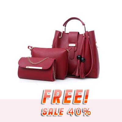 China In-Stock Fashion High Quality 3 Pieces PU Leather Designer Handbags Tote Bag For Women Tassel Luxury Handbag Set for sale