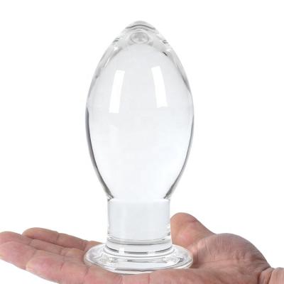 China Anal Sex Pleasure 67mm Large Round Glass Butt Plug Huge Crystal Anal Plug Anal Masturbation Butt Expander Sex Wand for sale