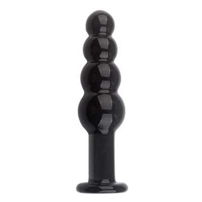 China Black Graduated Anal Bead Plug Crystal Butt Bead Plug Glass Anal Trainer Toy HDSQ for sale