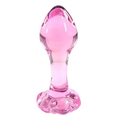 China Anal Sex Pleasure Flower Fetish Small Pink Glass Anal Plug Little Crystal Butt Plug Sex Pleasure Wand Adult Sex Toy for Beginners for sale