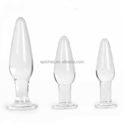 China Anal Sex Pleasure 3 Pieces Glass Butt Plug Set Crystal Butt Plug Training Kit with Smooth Flat Base for Beginners and Advanced Men and Women for sale