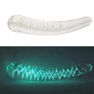 China Women Masturbation Luminous Double Ended Glass Dildo Lighted Crystal Penis Glass Wand Female Masturbation for sale