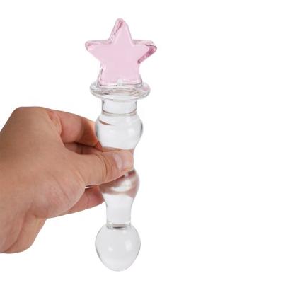 China Women Masturbation Star Shape Novelties Glass Dildo Crystal Penis Glass Wand G-spot Stimulation Female Masturbator for sale