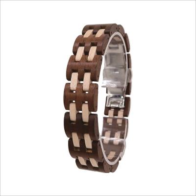 China Popular unisex casual/sports Europe steel and maple wood dark light wood bracelet European design for sale