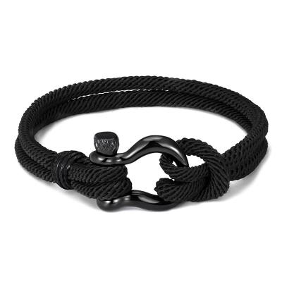 China Titanium Steel Men's Bracelets Woven Rope Adjustable Bracelet Pendant Necklace Men's Bracelet for sale