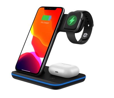 China Portable Magnetic Smart Watch Universal Phone 3in 1 Wireless Charger 15w for sale