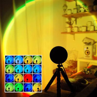 China Modern Hot Sale RGB LED Sunset Projection Lamp Selfie Light Sunset 16 Colors Sunset Lamp for Wedding Birthday Party Bar Restaurant for sale