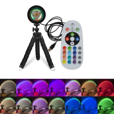 China Wholesale Modern In Stream HD Crystal Lens 16 Colors Remote Control Night Light 360 Degree Octopus Bracket Sunset Projector Lamp For Sel for sale