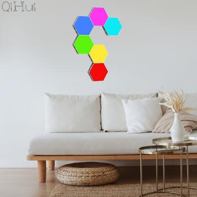 China New Modern Creative Design Holiday DIY Hexagon Quantumn Touch Touch Night Light With USB Charging for sale