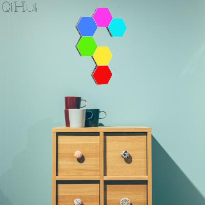 China Creative New Arrival Commercial Hexagon Use Quantumn Touch Sensor LED Wall Light With USB Plug Party Home Decor for sale