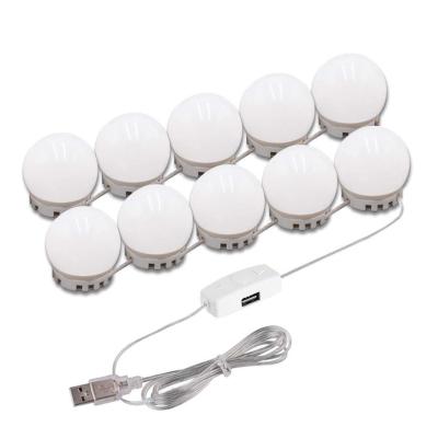 China Hollywood Modern Hot Sale 10 LED Light Adhesive Mirror Lights Multiple Color Tone Lighting Decoration For Makeup Dressing Table DIY Li for sale