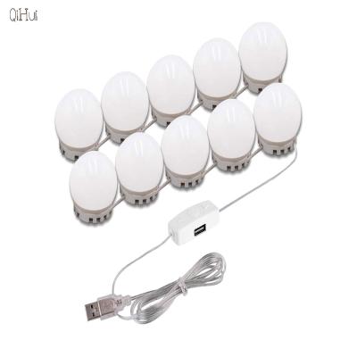 China Modern Hollywood Style Led Mirror Vanity Lights Makeup Light Adjustable Color And Brightness 10 Dimmable Led Bulbs USB Powered With A for sale